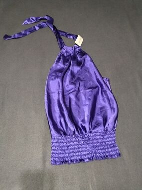 Poetry Shimmering Purple Satin Halter